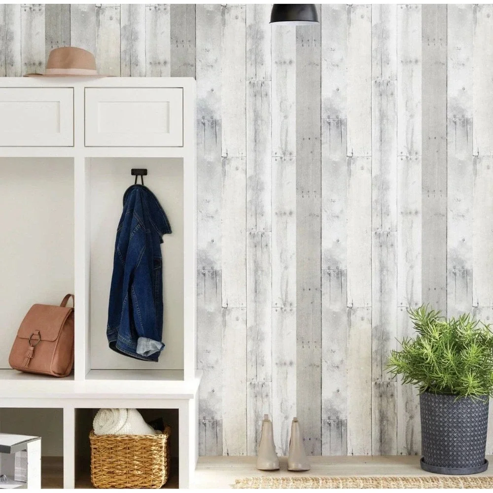 Reclaimed Wood Peel & Stick Wallpaper Gray - Threshold Made In USA 27.5 Coverage